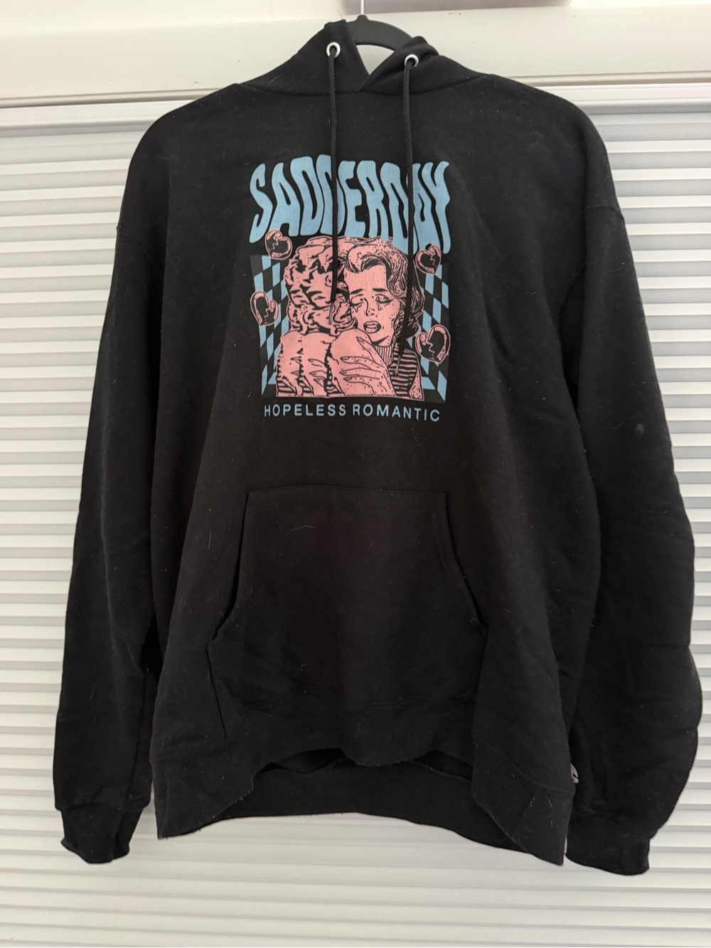 Sadderday brand ‘Hopeless Romantic' Black Graphic Hoodie